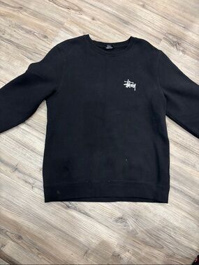 Stussy Black Crewneck Sweatshirt with White Logo